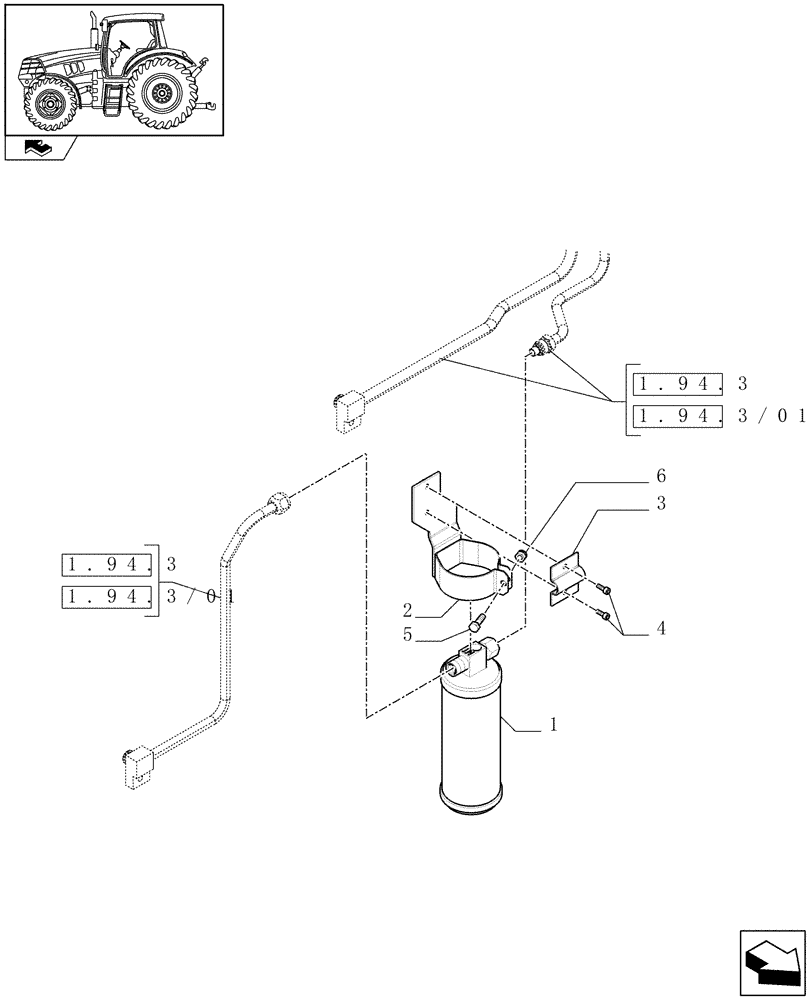 Схема запчастей Case IH PUMA 140 - (1.17.2[03A]) - DEHYDRATING FILTER FOR AIR CONDITIONING - D6663 (02) - ENGINE EQUIPMENT