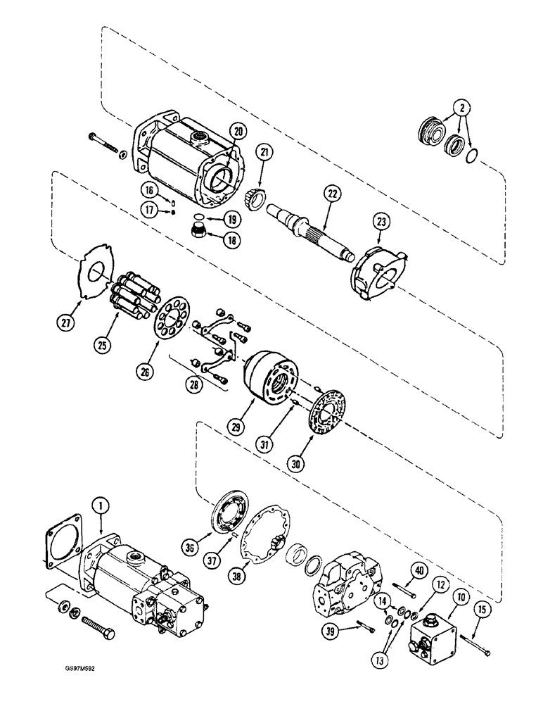 Схема запчастей Case IH 1660 - (6-42) - HYDROSTATIC MOTOR, SINGLE SPEED, P.I.N. JJC0041567 AND AFTER, MODELS WITH CROSS FLOW CLEANING SYSTEM (03) - POWER TRAIN