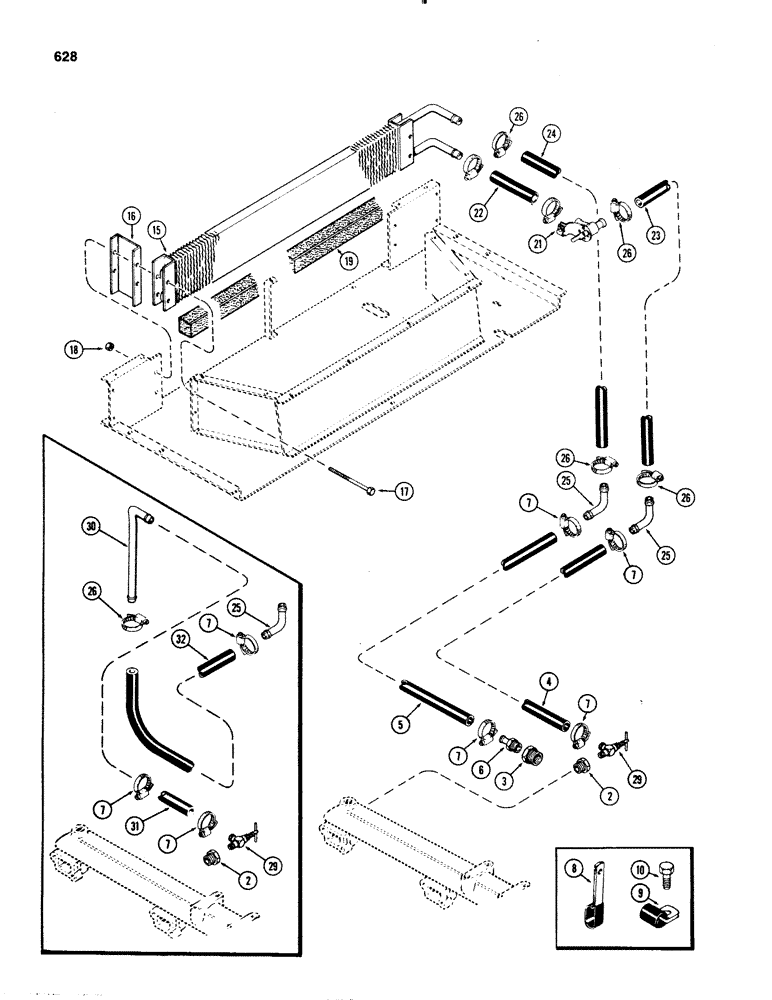 Схема запчастей Case IH 1070 - (0628) - CAB, CAB, HEATER, 1ST USED CAB SERIAL NUMBER 7814176 (09) - CHASSIS/ATTACHMENTS
