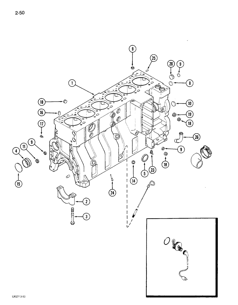 Схема запчастей Case IH 1680 - (2-050) - CYLINDER BLOCK, 6TA-830 ENGINE, SIX PISTON COOLING NOZZLES (01) - ENGINE
