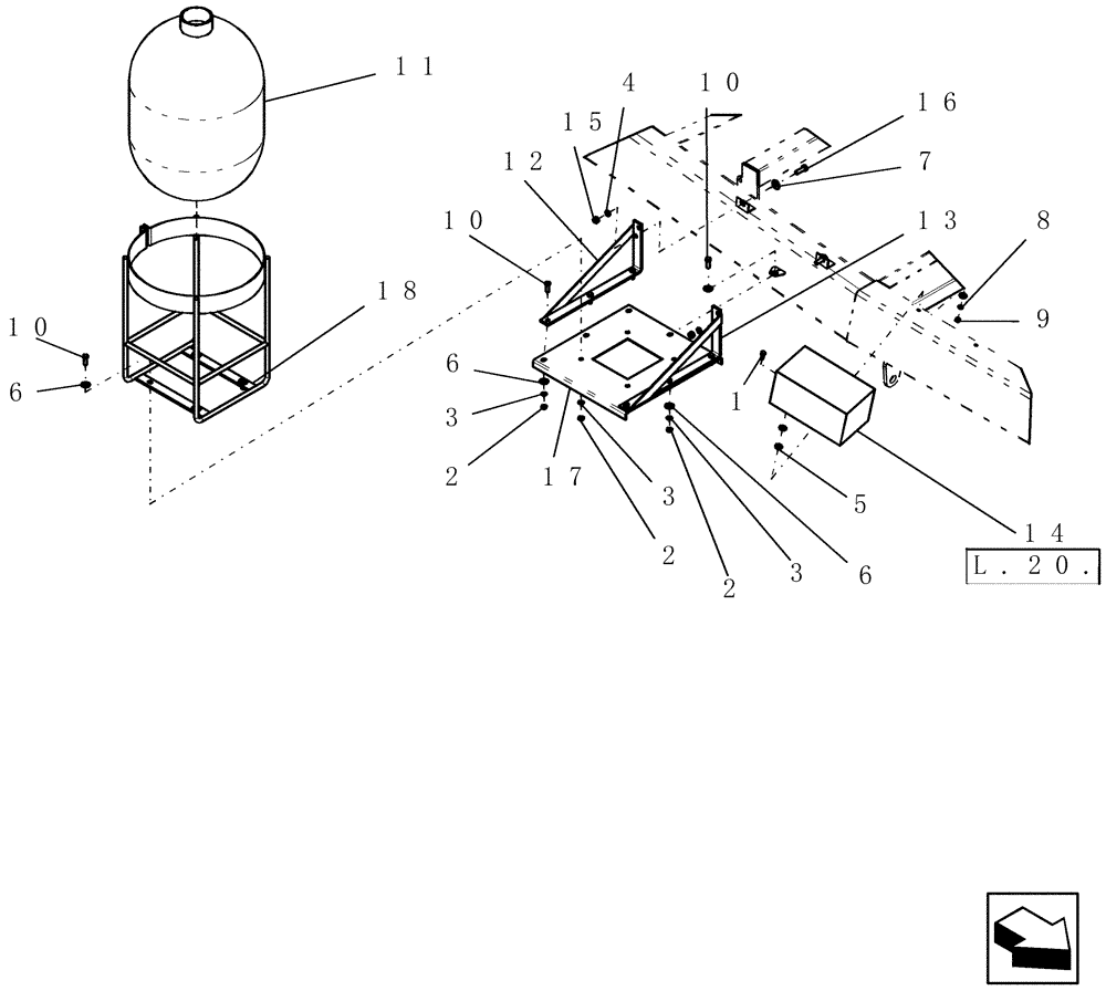 Схема запчастей Case IH SRX100 - (L.20.D[03]) - MARKER, FOAM - MOUNTING L - Field Processing