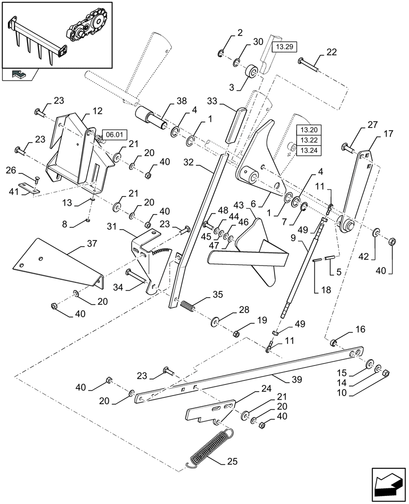 Схема запчастей Case IH LBX332R - (13.26[01]) - FEEDER TRIP (13) - FEEDER