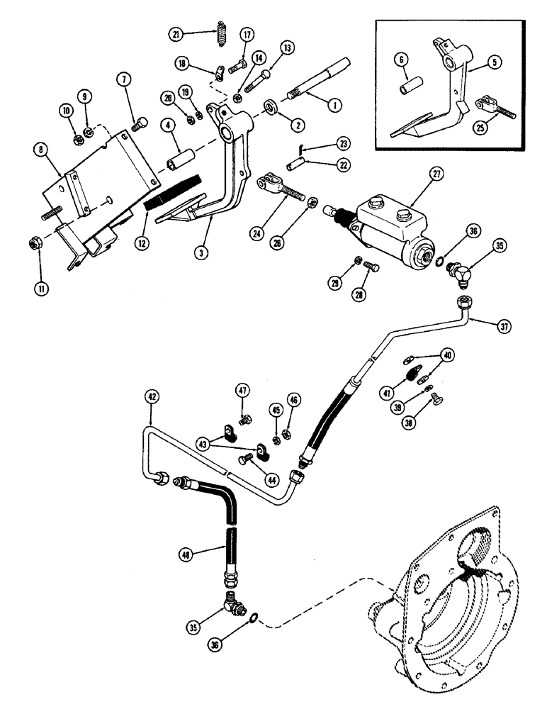 Схема запчастей Case IH 2470 - (162) - BRAKE PEDAL, MASTER CYLINDER AND HYDRAULIC BRAKE TUBES (07) - BRAKES