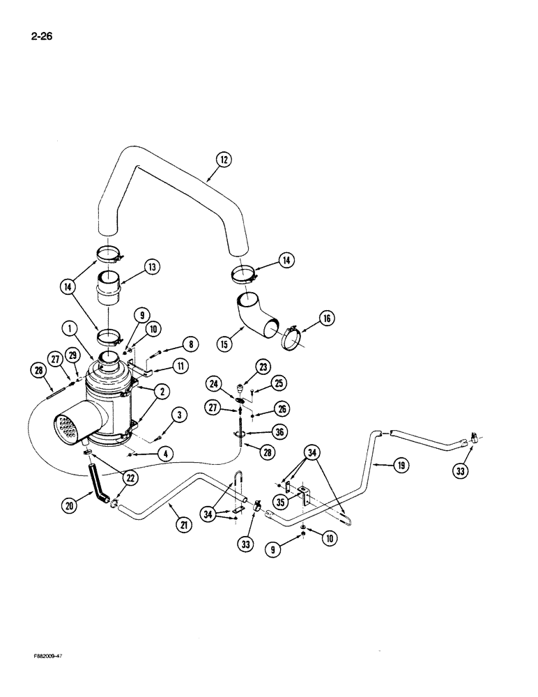 Схема запчастей Case IH STEIGER - (2-026) - AIR INDUCTION SYSTEM, 3306 ENGINE, 235 HORSEPOWER PRIOR TO P.I.N. 7011 (02) - ENGINE