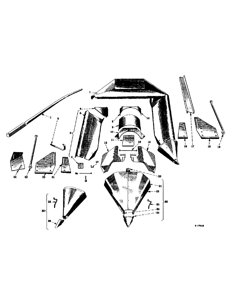 Схема запчастей Case IH 2-PR - (020) - GATHERER SHEETS, HINGES, BRACES AND FENDER STICK (60) - PRODUCT FEEDING