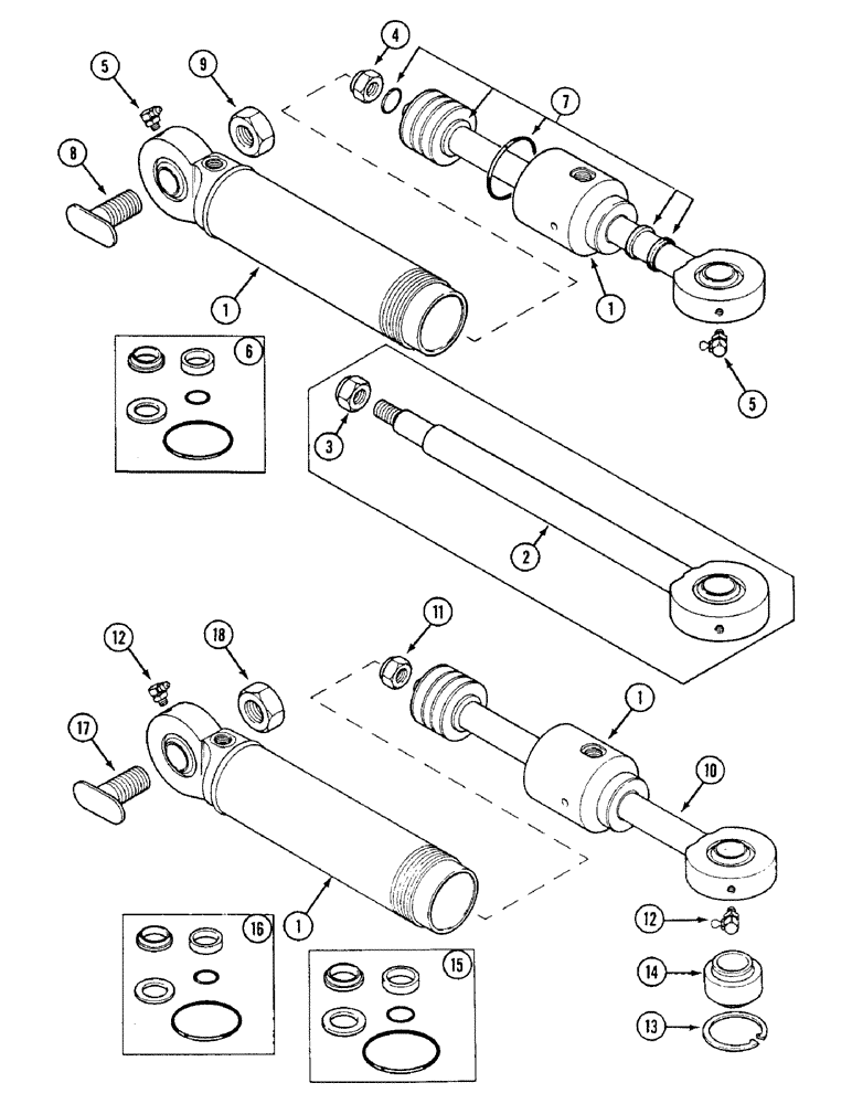 Схема запчастей Case IH 1594 - (5-118) - STEERING CYLINDER, MFD TRACTORS - PRIOR TO P.I.N. 11221501 (05) - STEERING