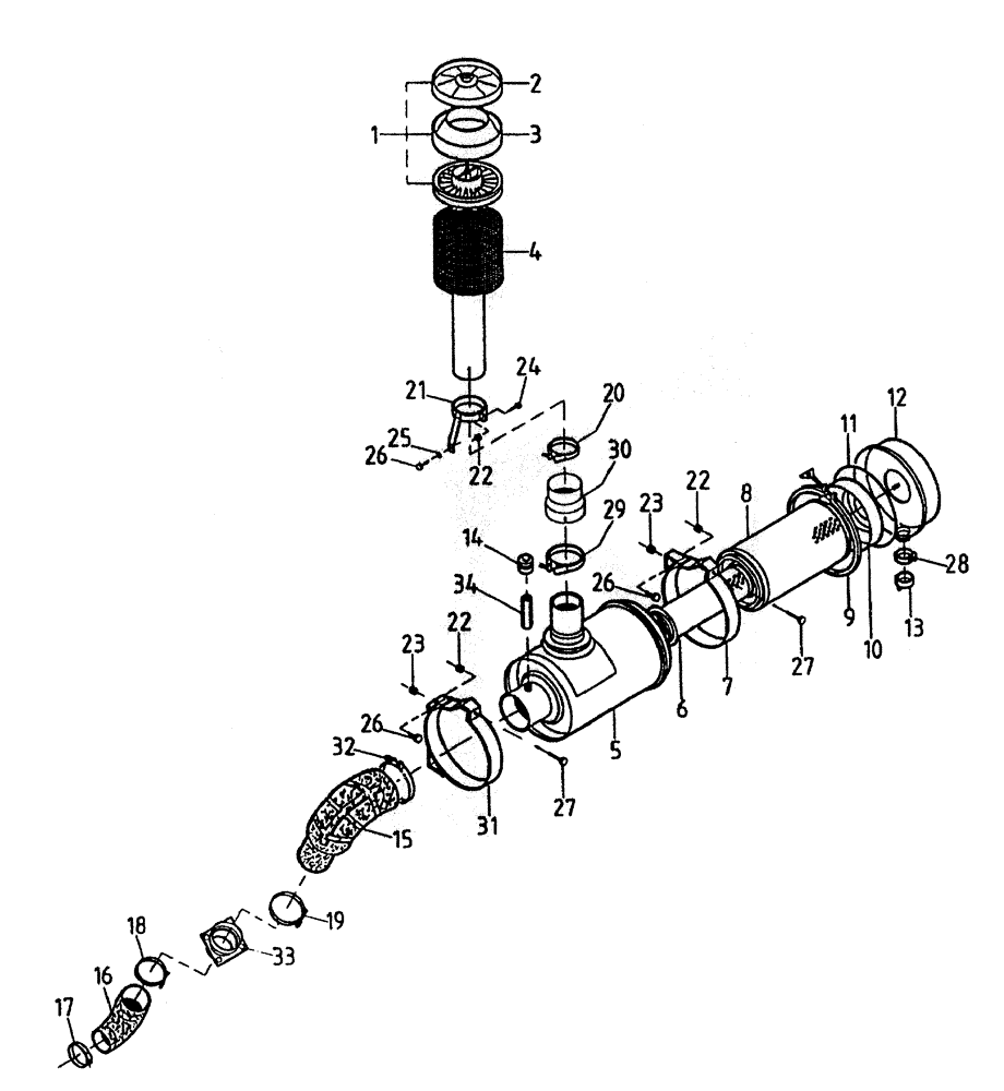 Схема запчастей Case IH 7000 - (C03-20B) - 16" AIR CLEANER (L10), SERIAL #7908 AND ONWARDS Engine & Engine Attachments