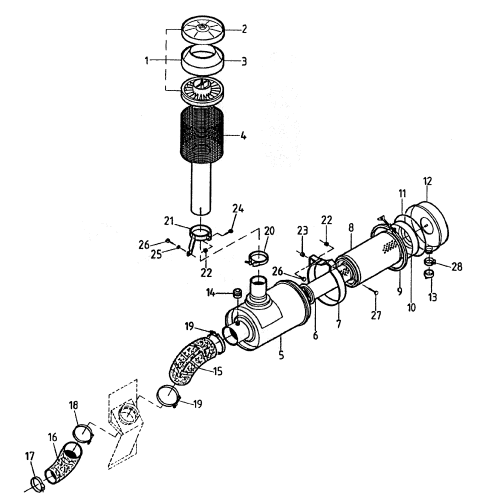 Схема запчастей Case IH 7700 - (C03-20) - AIR CLEANER (L10), UP TO AND INCLUDING SERIAL #7887 Engine & Engine Attachments