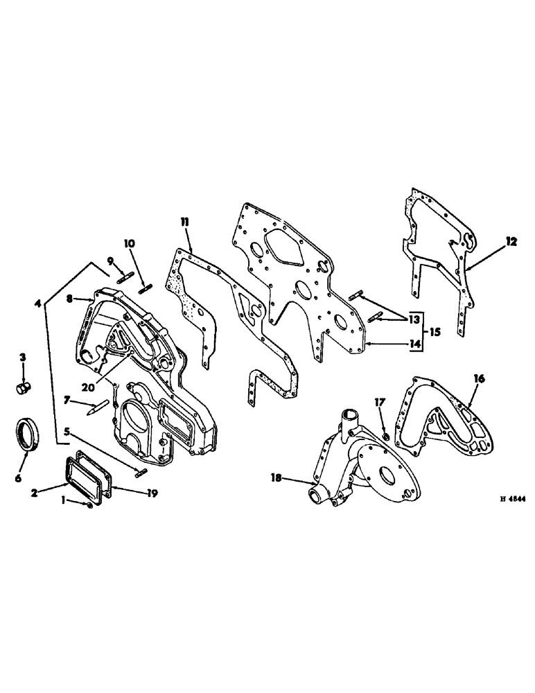Схема запчастей Case IH 275 - (D-05) - D206 DIESEL ENGINE, CRANKCASE FRONT COVER (01) - ENGINE