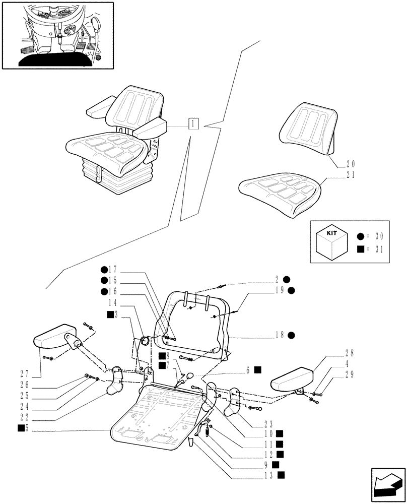Схема запчастей Case IH JX60 - (1.92.85/02A[01]) - SEAT, DRIVER - BREAKDOWN - C5662 (10) - OPERATORS PLATFORM/CAB