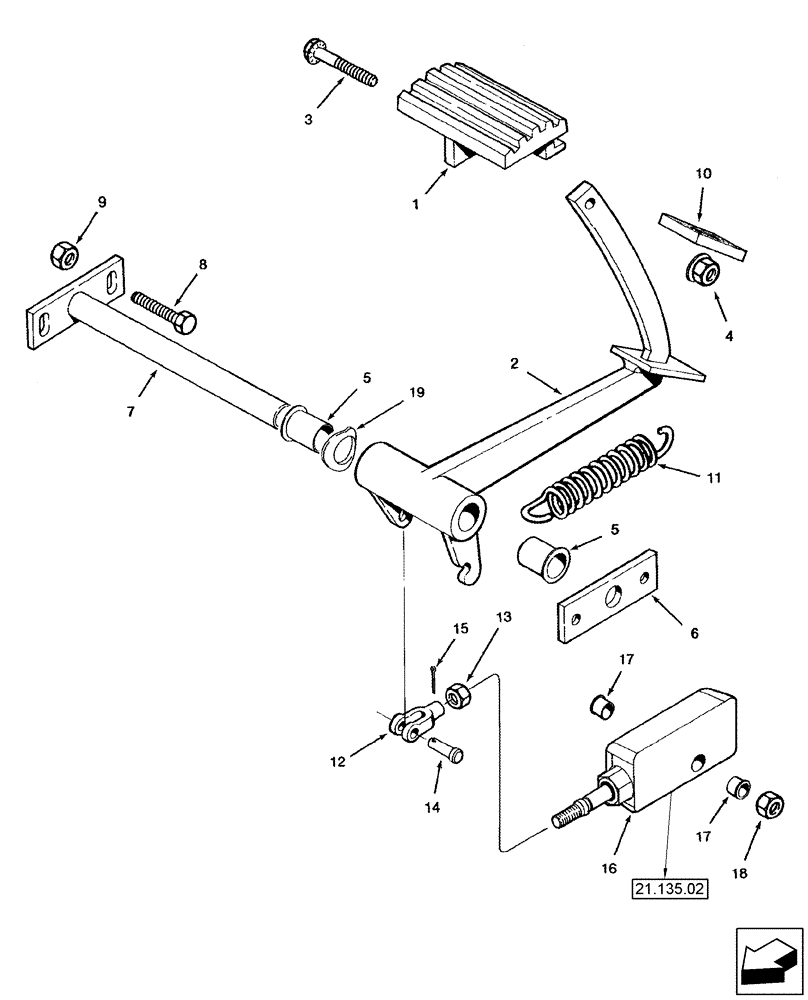 Схема запчастей Case IH 2588 - (21.182.01) - PEDAL - FOOT-N-INCH (21) - TRANSMISSION