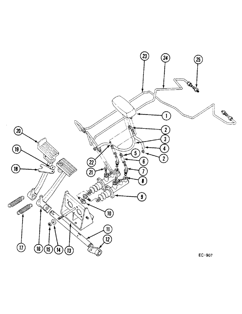 Схема запчастей Case IH 685 - (7-542) - BRAKE CYLINDER AND CONNECTIONS (07) - BRAKES