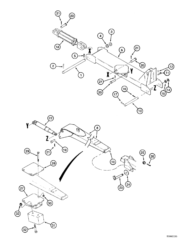 Схема запчастей Case IH 955 - (9E-12) - ROW MARKER INNER SECTION, 16 ROW NARROW - FRONT FOLD (09) - CHASSIS/ATTACHMENTS