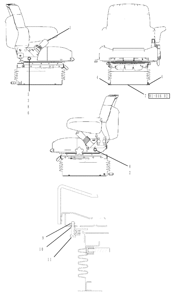 Схема запчастей Case IH TITAN 4020 - (01-046[01]) - SEAT PACKAGE, OPERATOR, SN Y9T026002 AND AFTER (10) - CAB