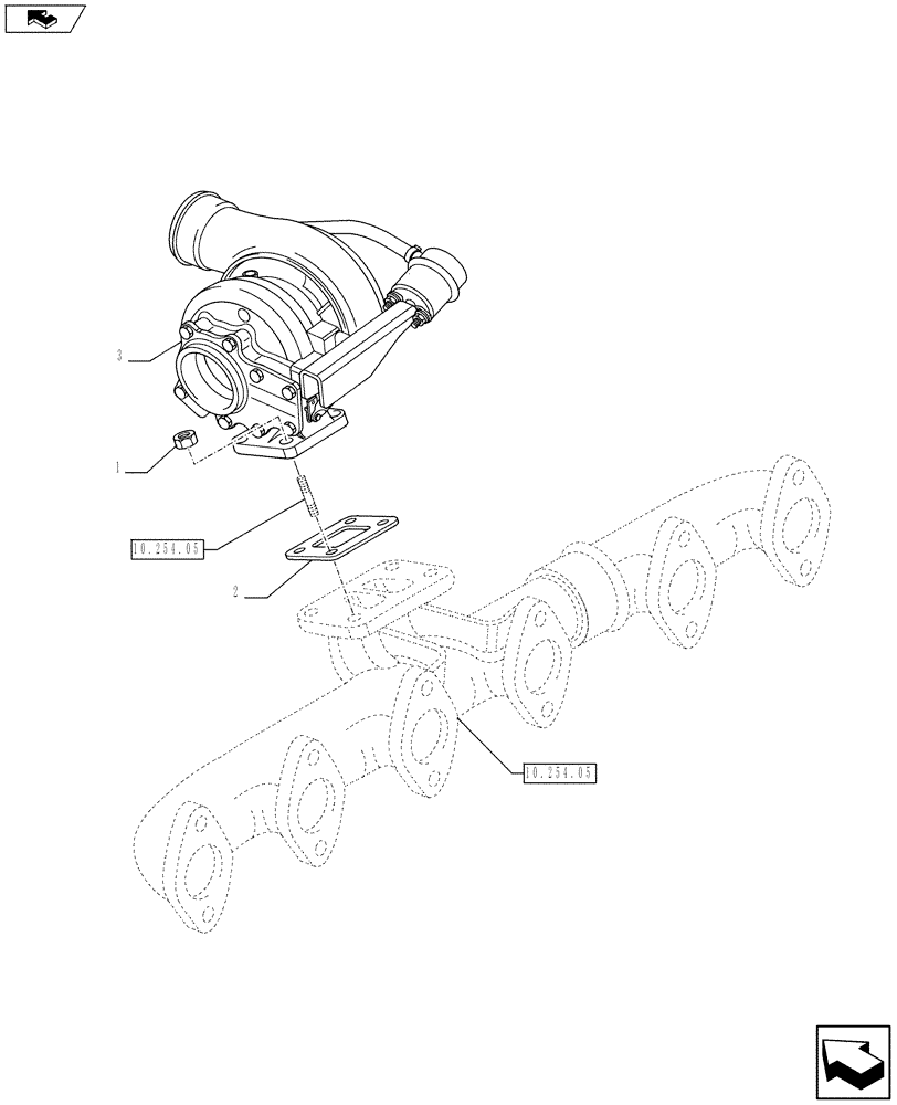 Схема запчастей Case IH F4HE9687G J104 - (10.250.01) - TURBOCHARGER (2856505) (10) - ENGINE
