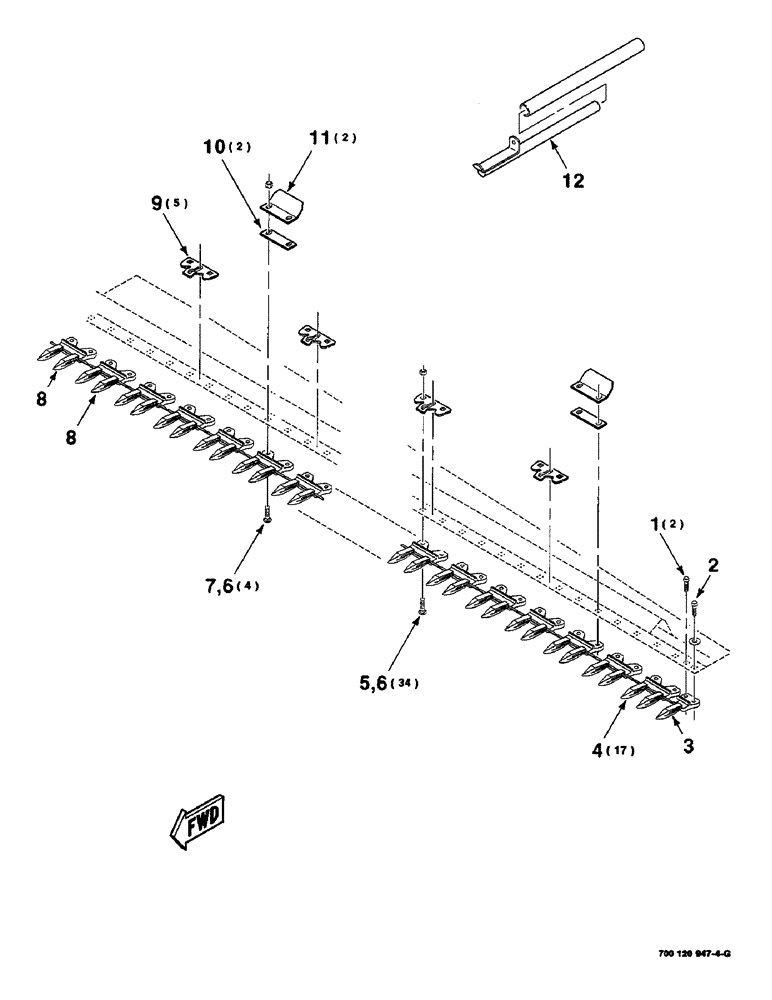 Схема запчастей Case IH 8830 - (5-16) - GUARD ASSEMBLY, LEFT, 18 FOOT ONLY (58) - ATTACHMENTS/HEADERS