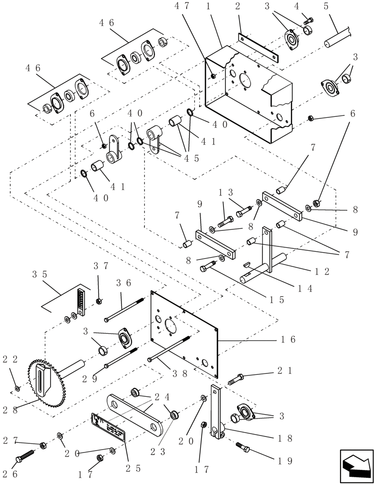 Схема запчастей Case IH ADX3260 - (L.10.F[15]) - MECHANICAL DRIVE ASSEMBLY METER DRIVE BOX ASSEMBLY L - Field Processing