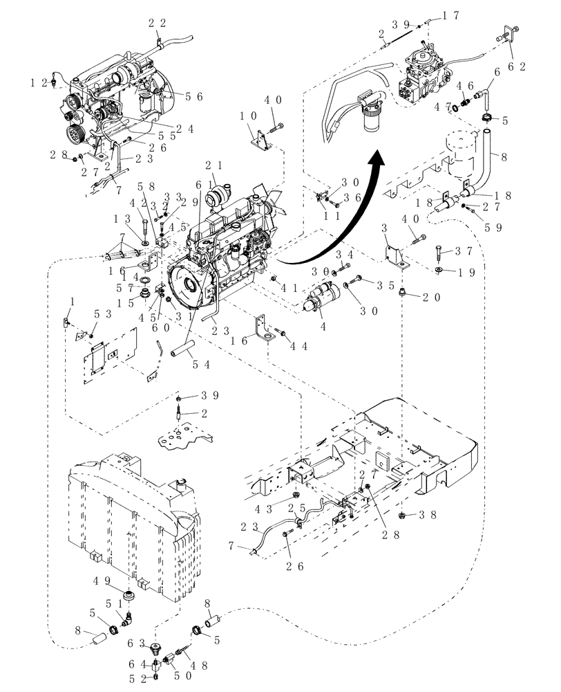 Схема запчастей Case IH WDX901 - (058[2]) - ENGINE ATTACHING PARTS (10) - ENGINE