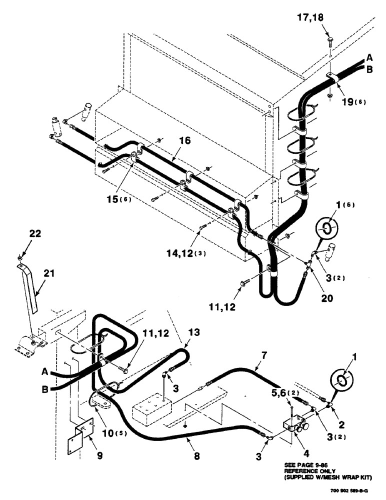 Схема запчастей Case IH 8460 - (9-40) - MESH WRAP ADAPTER KIT, HK50596 MESH WRAP ADAPTER KIT COMPLETE, S.N. CFH0073011 THROUGH CFH0073271 Decals & Attachments