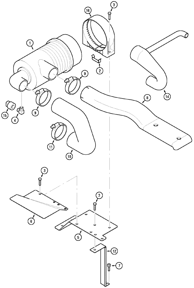 Схема запчастей Case IH CX100 - (02-14) - AIR CLEANER AND CONNECTIONS (02) - ENGINE