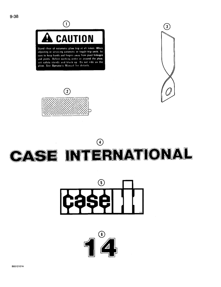 Схема запчастей Case IH 14 - (9-38) - DECALS, CASE IH, 14 SUBSOIL CHISEL (09) - CHASSIS/ATTACHMENTS