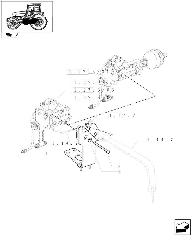 Схема запчастей Case IH FARMALL 95U - (1.14.7/01) - POWER SHUTTLE TRANSMISSION - FUEL TANK SUPPORT (VAR.330114-332114-330279-332279-330299-331299-332299-333299) (02) - ENGINE EQUIPMENT