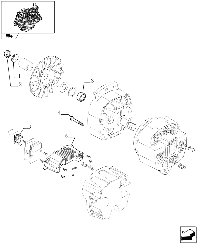 Схема запчастей Case IH FVAE2884X B200 - (0.40.0/ A) - ALTERNATOR - COMPONENTS (504073358) 