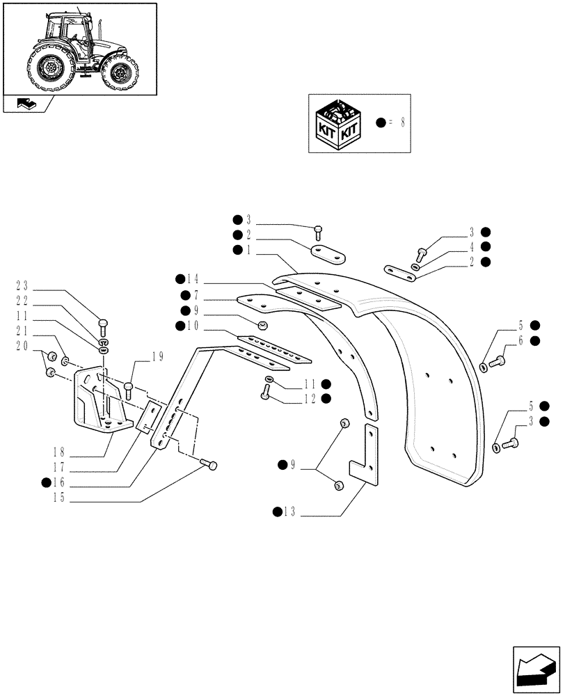 Схема запчастей Case IH FARMALL 90 - (1.43.0/02) - 4WD WIDE FRONT FENDERS - 400 MM (VAR.335495) (04) - FRONT AXLE & STEERING
