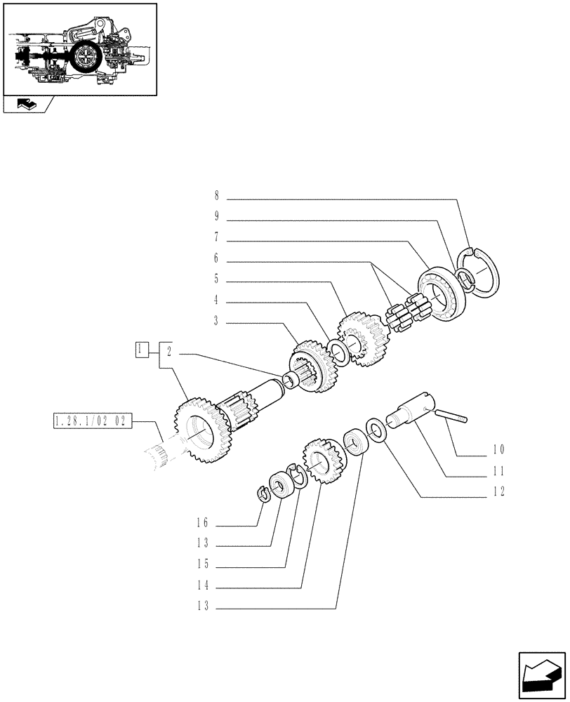 Схема запчастей Case IH FARMALL 70 - (1.32.1/01[02]) - 12X4 (30KM/H) SYNCHROMESH TRANSMISSION - DRIVE SHAFT AND GEARINGS (VAR.335116) (03) - TRANSMISSION