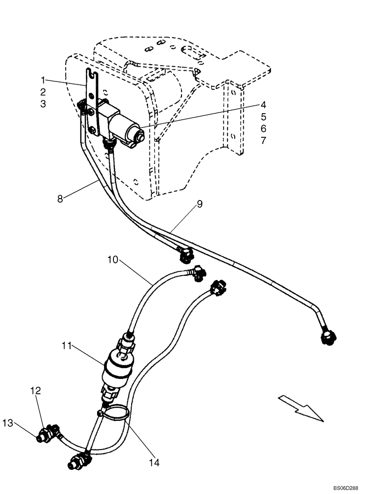 Схема запчастей Case IH 445CT - (03-01B) - FUEL LINES - FUEL SHUT-OFF VALVE, IF USED (SEE REF 3) (03) - FUEL SYSTEM