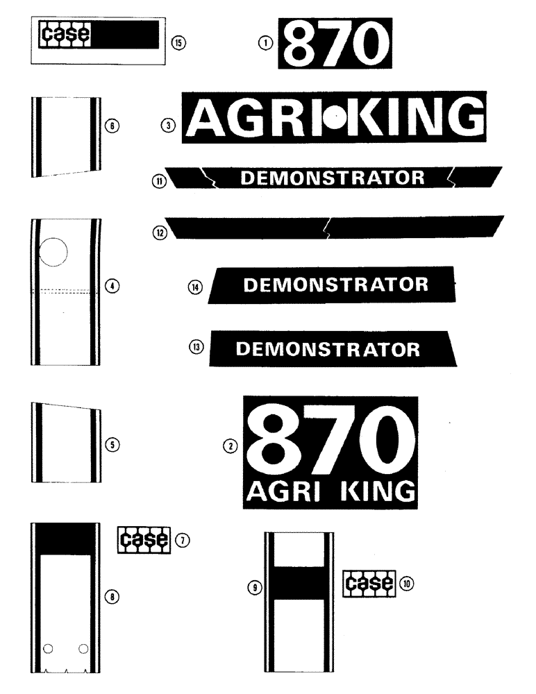 Схема запчастей Case IH 870 - (287E) - DECALS, DEMONSTRATOR, USED PRIOR TO TRACTOR SERIAL NUMBER 8675001 (09) - CHASSIS/ATTACHMENTS
