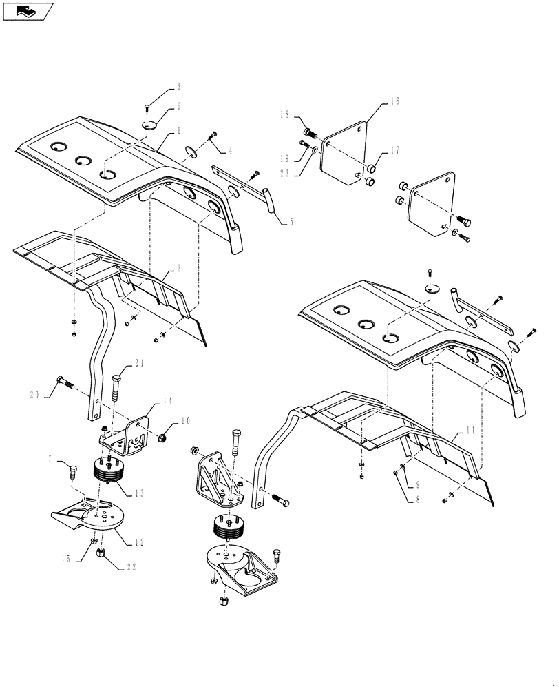 Схема запчастей Case IH MAGNUM 190 - (90.116.02[02]) - FENDERS, FRONT - WIDE 600MM (90) - PLATFORM, CAB, BODYWORK AND DECALS