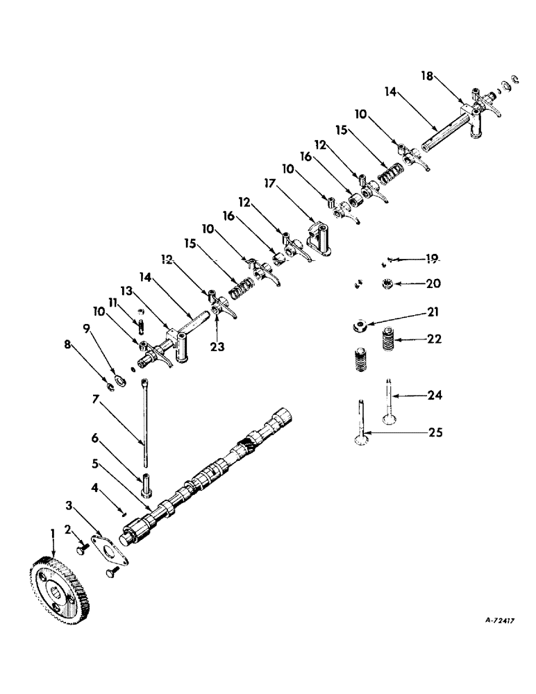 Схема запчастей Case IH B414 - (013) - CARBURETED ENGINE, CAMSHAFT AND VALVE MECHANISM (01) - ENGINE