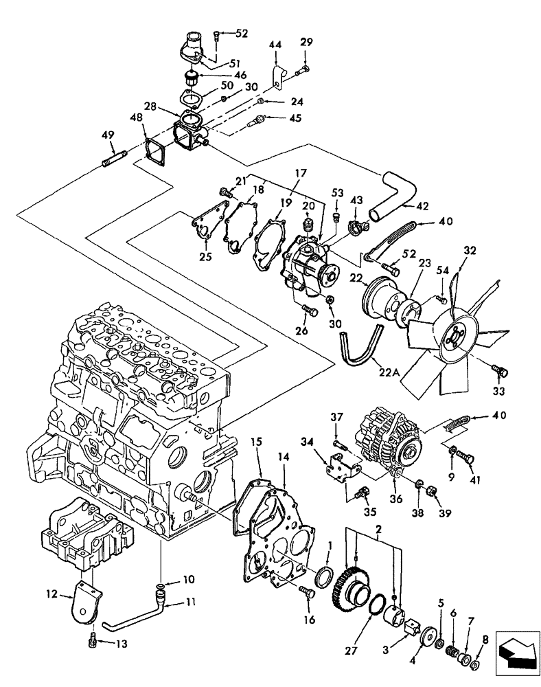 Схема запчастей Case IH DX40 - (01.13) - OIL PUMP, WATER PUMP & FAN (01) - ENGINE