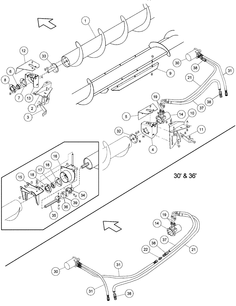 Схема запчастей Case IH 1052 - (09-34A) - UPPER CROSS AUGER OPTION ASN CCC0011569 (09) - CHASSIS