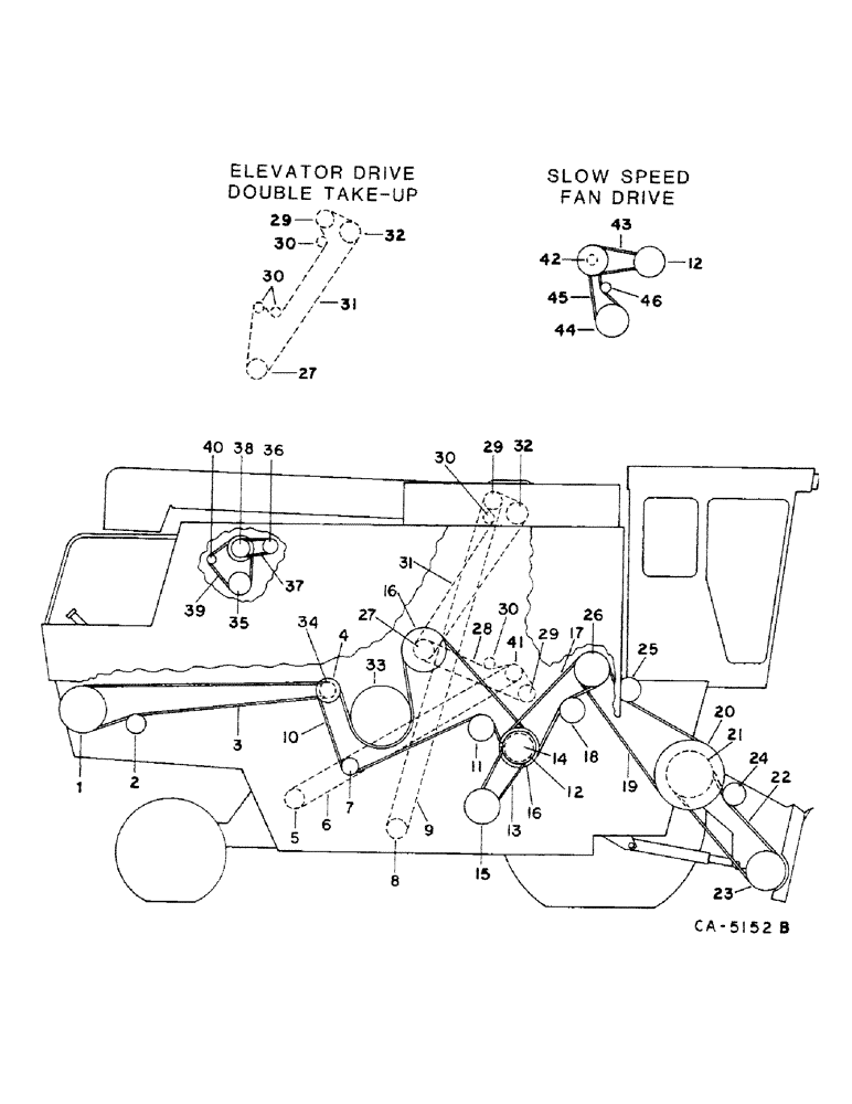 Схема запчастей Case IH 1460 - (02-03) - MISCELLANEOUS, PULLEY, BELT, SPROCKET AND CHAIN DIAGRAM, RIGHT SIDE, S/N 23247 AND BELOW Accessories & Attachments / Miscellaneous