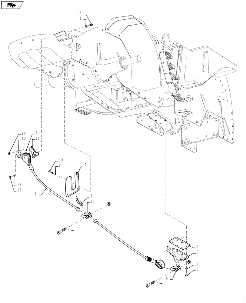 Схема запчастей Case IH QUADTRAC 600 - (37.100.07) - TOW CABLE - 500 & 600 SERIES AXLE (37) - HITCHES, DRAWBARS & IMPLEMENT COUPLINGS