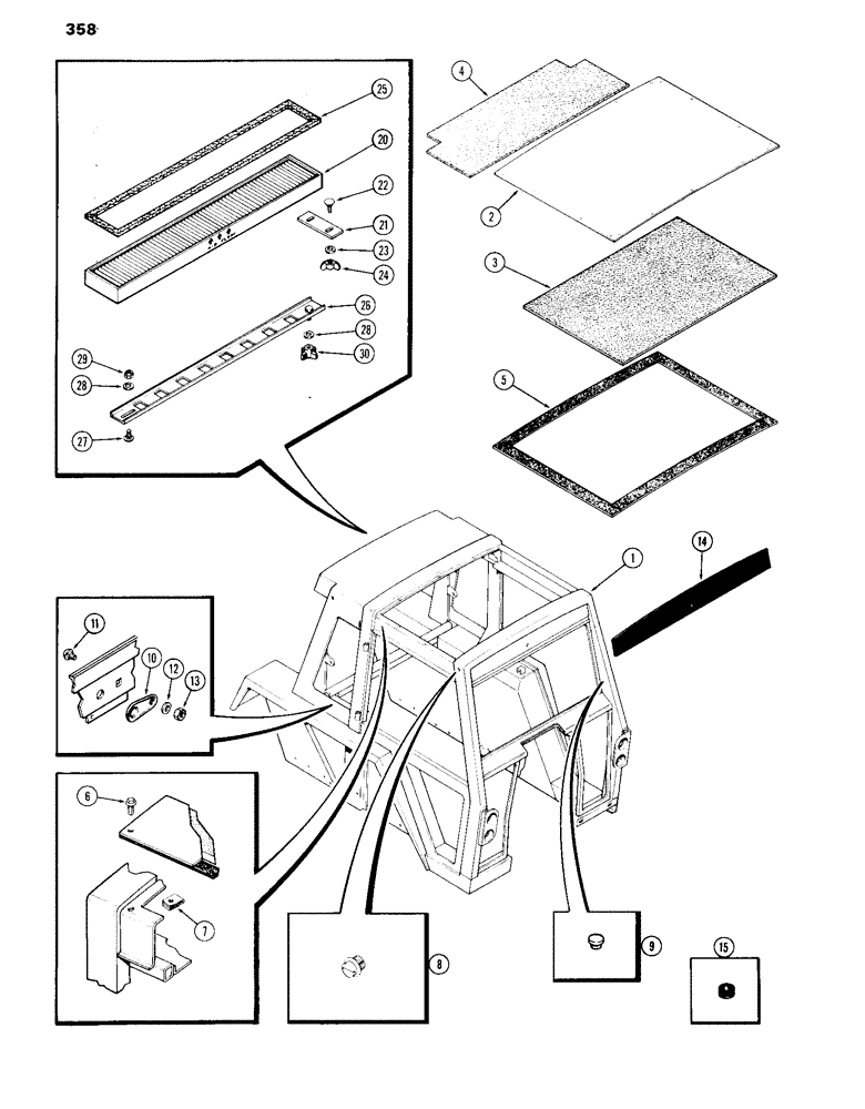 Схема запчастей Case IH 870 - (358) - CAB, UPPER SHEET METAL, FIRST USED CAB SERIAL NUMBER 7821251 (09) - CHASSIS/ATTACHMENTS