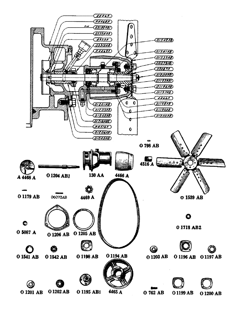 Схема запчастей Case IH LE - (60) - FAN AND WATER PUMP, FLAT TYPE BELT, PRIOR TO ENGINE NUMBER LE300723 