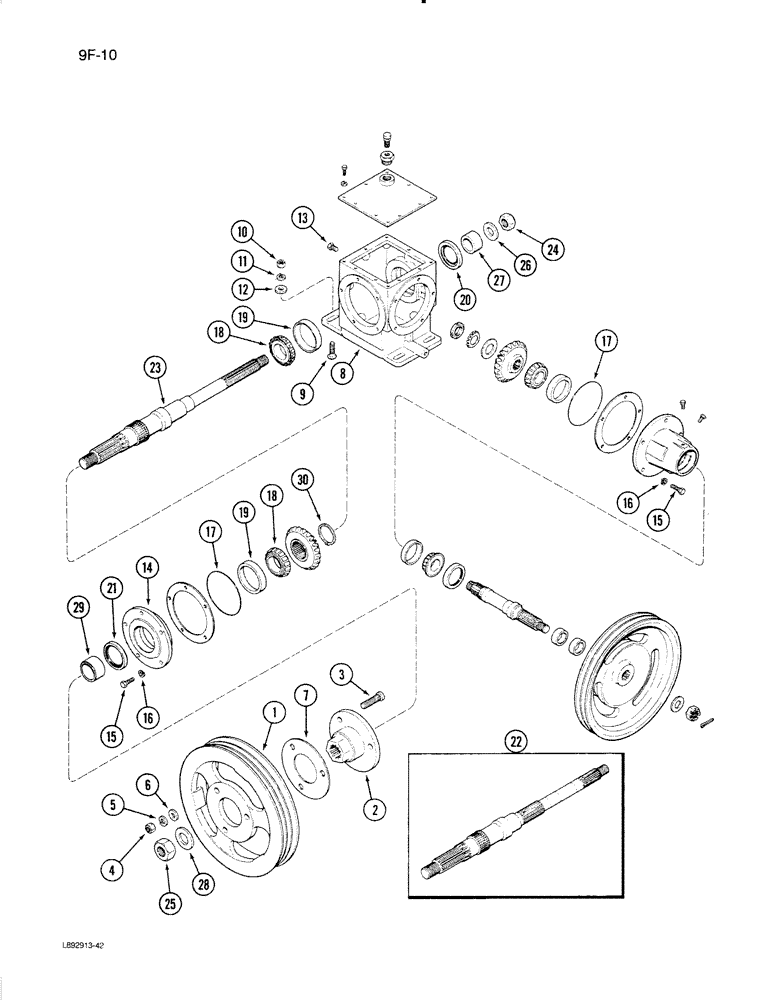 Схема запчастей Case IH 1670 - (9F-10) - STRAW CHOPPER GEAR HOUSING (19) - STRAW SPREADER & CHOPPER