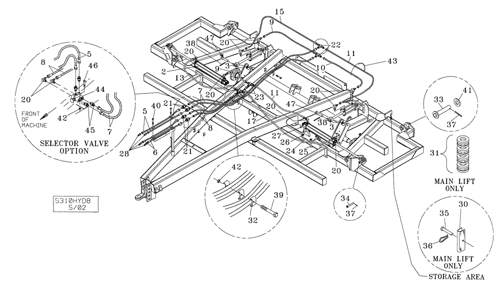 Схема запчастей Case IH 5310 - (35.100.01) - HYDRAULICS - 8-ROW (08) - HYDRAULICS