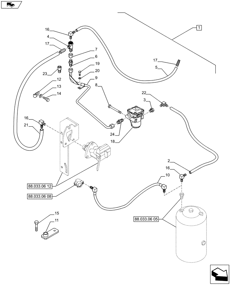 Схема запчастей Case IH PUMA 200 - (88.033.06[06]) - DIA KIT - PNEUMATIC TRAILER BRAKE (ITALY) - PIPES (88) - ACCESSORIES