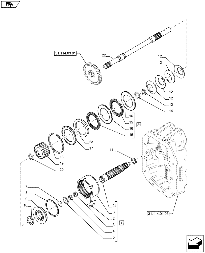 Схема запчастей Case IH PUMA 185 - (31.114.0301) - 540/1000 INTERCHANGEABLE SHAFTS PTO - PTO, CLUTCH (VAR.720809) (31) - IMPLEMENT POWER TAKE OFF