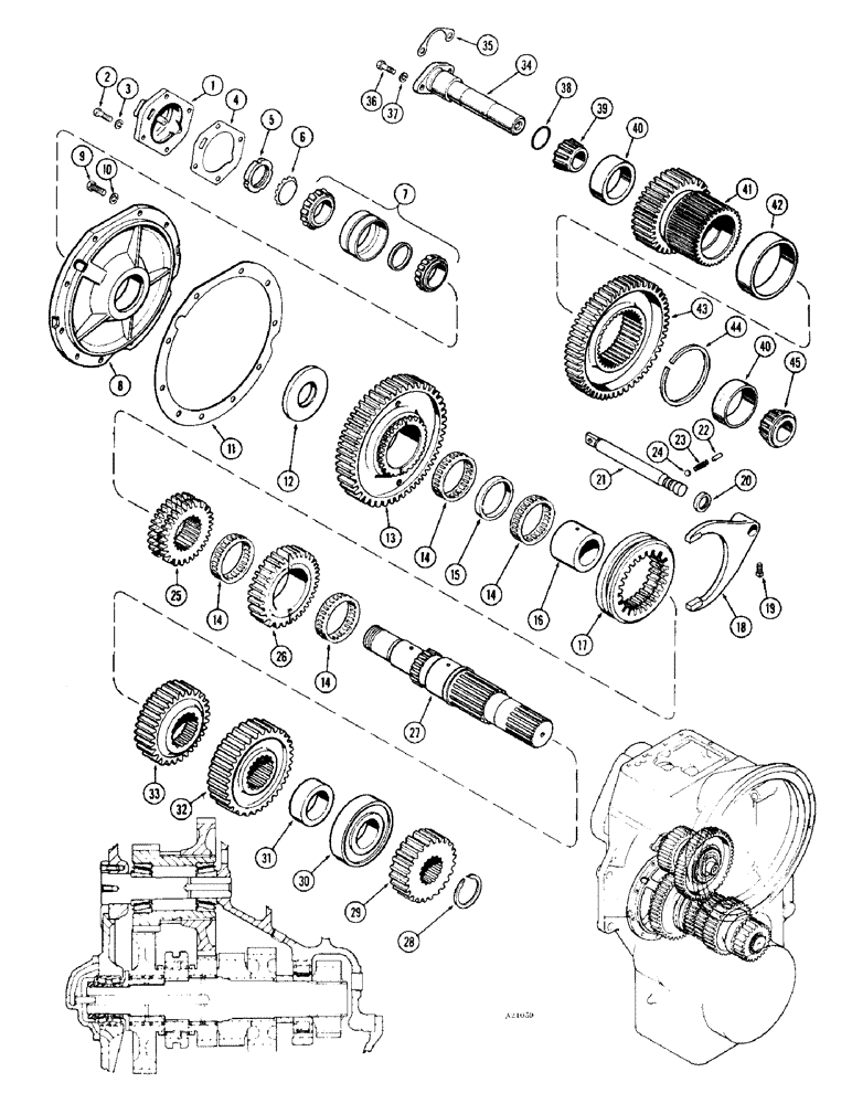 Схема запчастей Case IH 1470 - (090) - TRANSMISSION MAIN AND INTERMEDIATE SHAFT (06) - POWER TRAIN