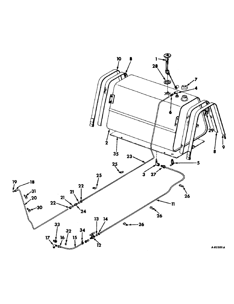Схема запчастей Case IH 4156 - (E-04) - FUEL SYSTEM, FUEL TANK, PIPING AND HOLD DOWN STRAPS (02) - FUEL SYSTEM