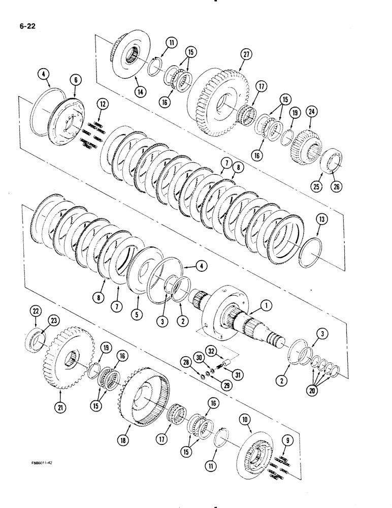 Схема запчастей Case IH 9130 - (6-22) - TRANSMISSION, 9 INCH CLUTCH PACK (06) - POWER TRAIN
