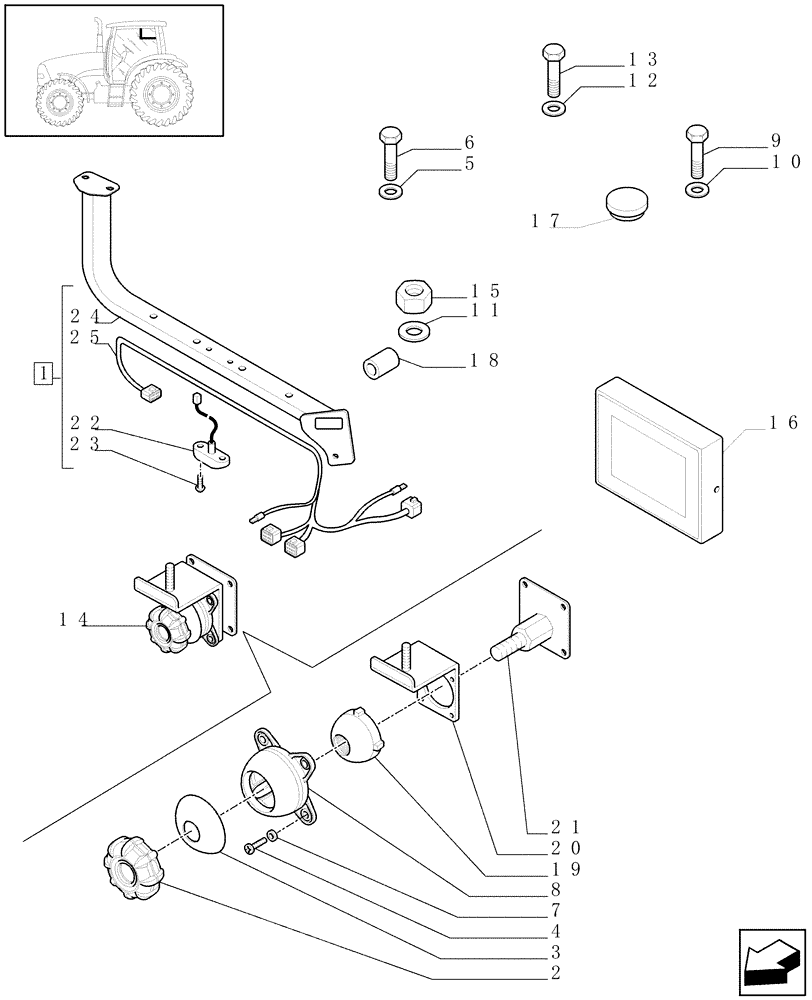 Схема запчастей Case IH PUMA 210 - (1.96.0/02) - (VAR.012) VIRTUAL TERMINAL AFS PRO600 MOUNTED ON IMPLEMENT BRACKET - MONITOR AND BRACKET (10) - OPERATORS PLATFORM/CAB