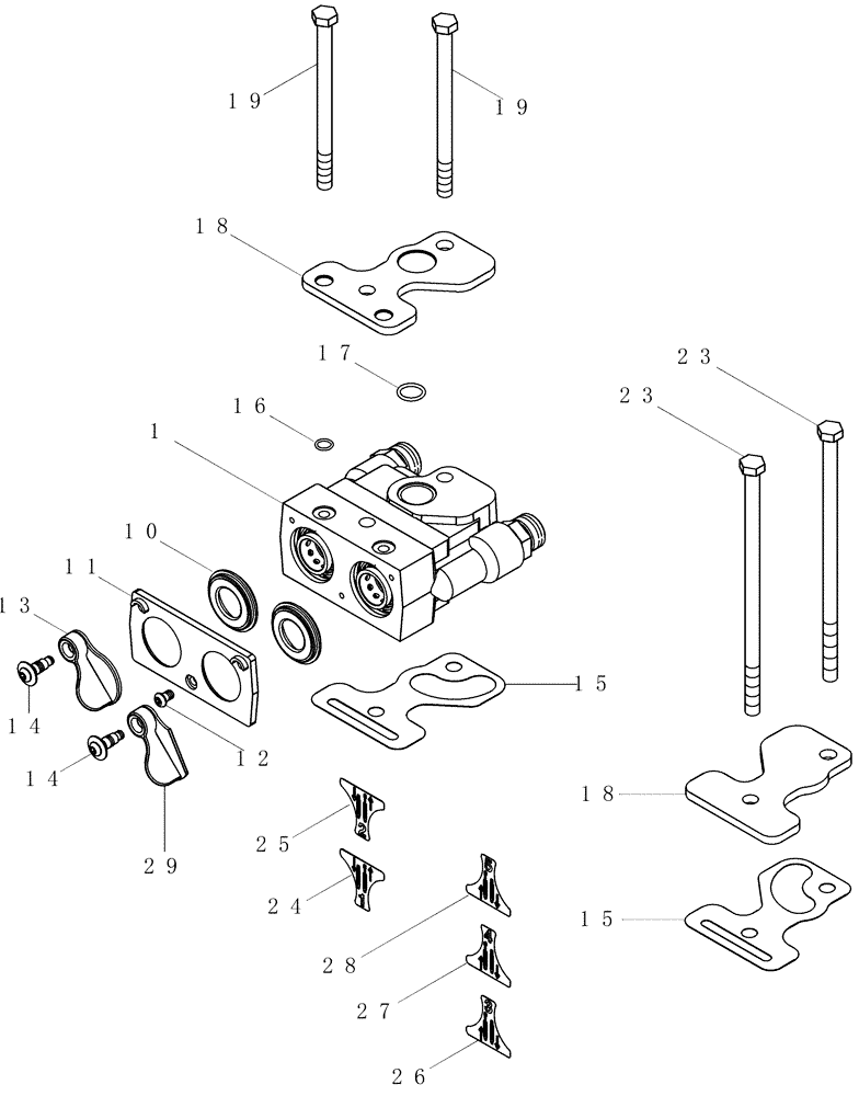 Схема запчастей Case IH MAGNUM 255 - (08-23) - REMOTE HYDRAULIC COUPLING MOUNTING (08) - HYDRAULICS