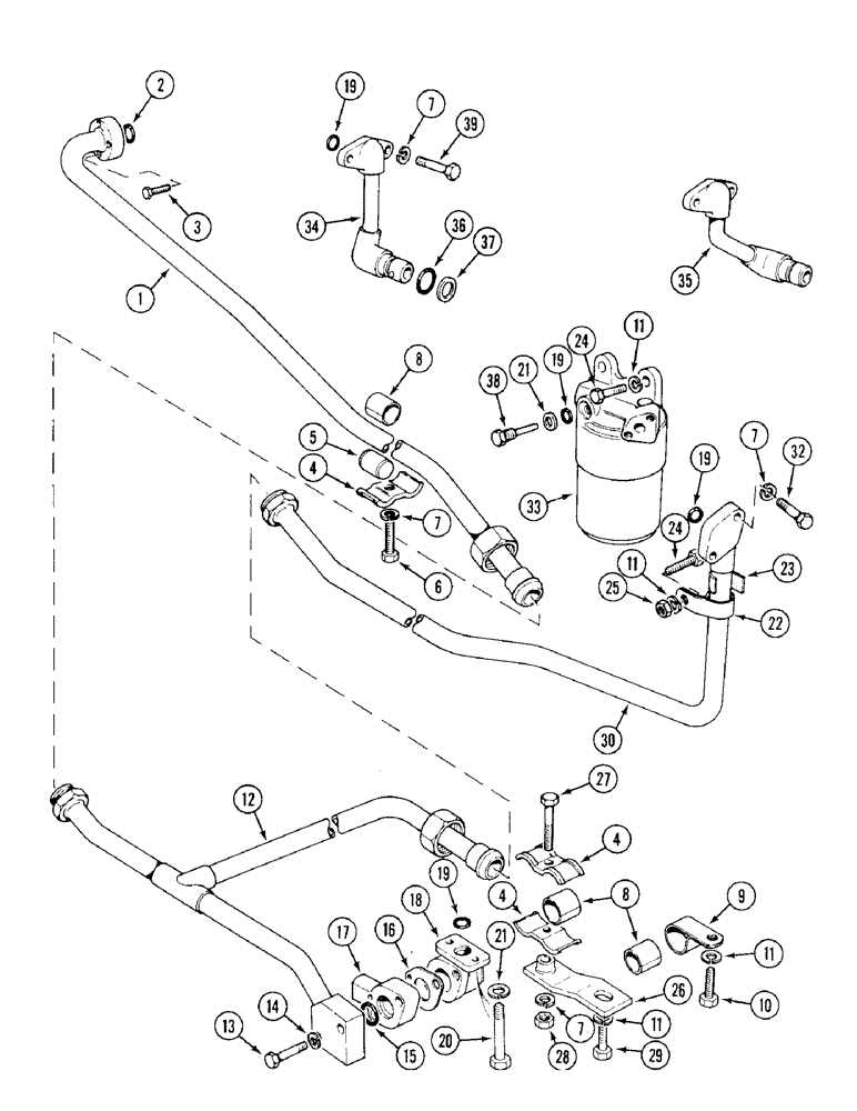 Схема запчастей Case IH 1394 - (8-312) - HIGH PRESSURE TUBES, SINGLE PUMP AND REAR CHAMBER OF TANDEM PUMP (08) - HYDRAULICS