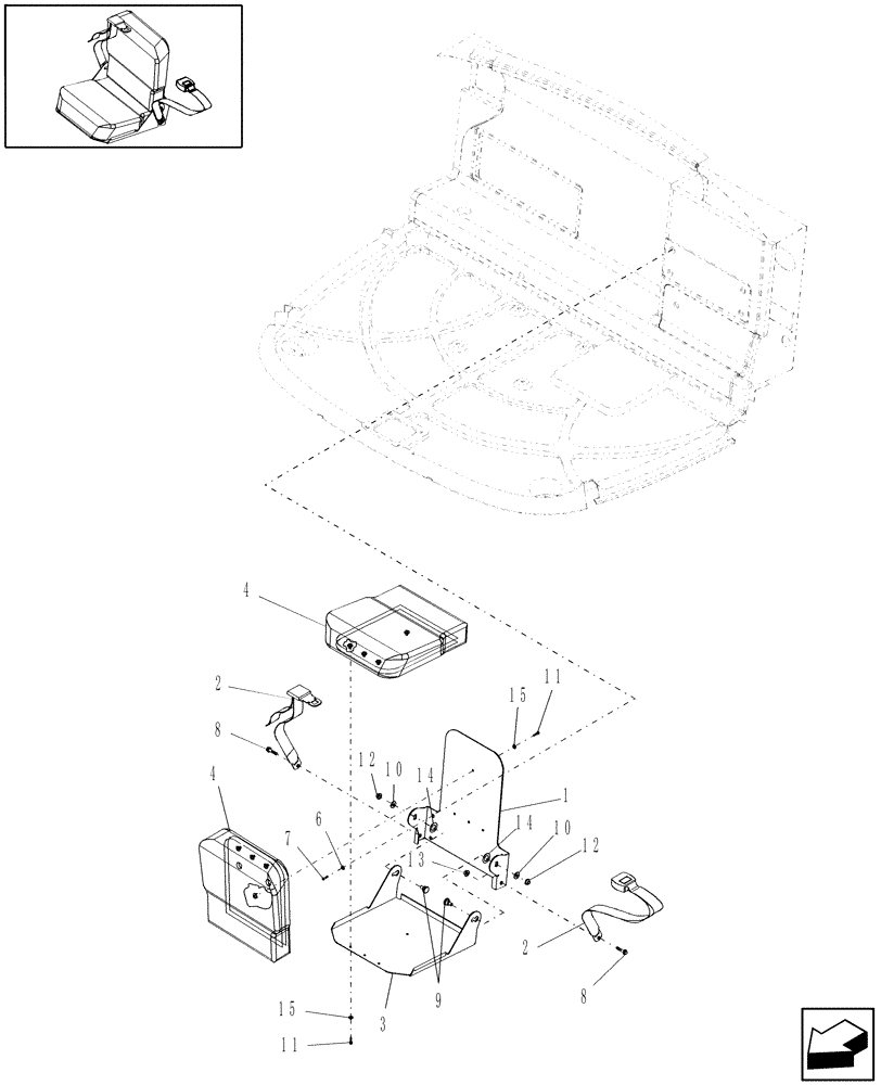 Схема запчастей Case IH WDX1902 - (10.07[03]) - INSTRUCTORS SEAT (10) - OPERATORS PLATFORM/CAB